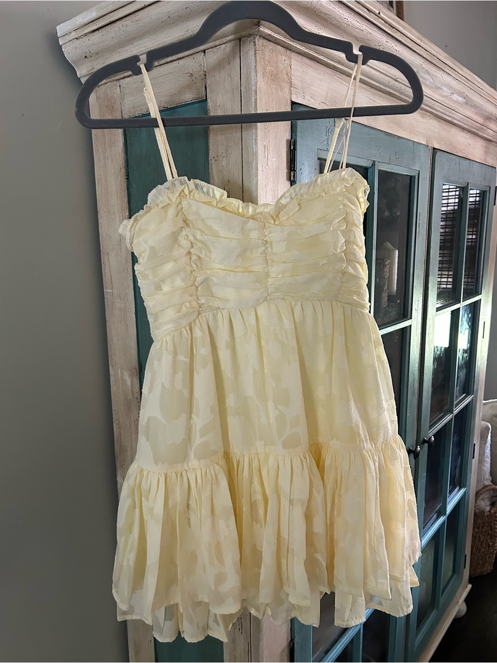 Altar’d state Yellow Ruffle Tiered Sundress - Lightweight Spaghetti Strap